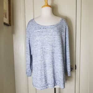 WOMAN WITHIN 18/20 heathered gray 3/4 sleeve scoop neck blouse